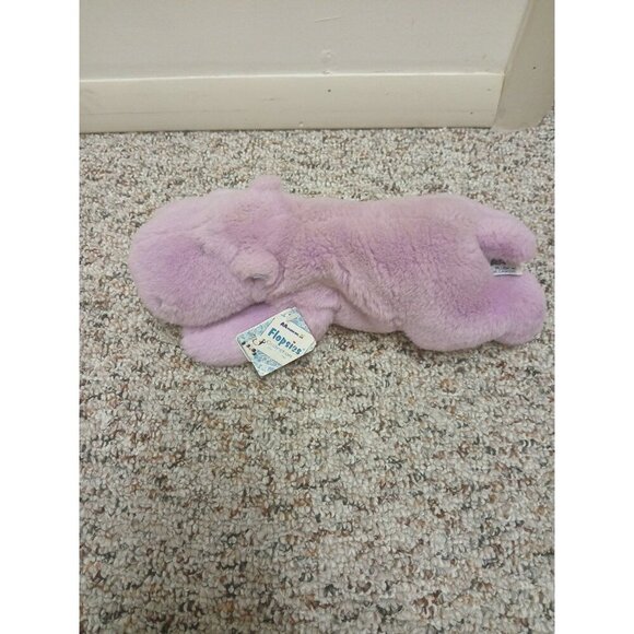 Vintage NWT Flopsies 12” A&A Aurora Plush Amethyst Hippo Beanbag Toy purple Rare - Picture 2 of 10
